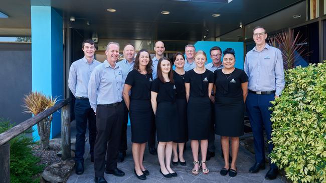 The Enlightened Financial Solutions Mackay team (front, from left): CEO/founder James Wortley, office manager Jodie Wood, administration assistants Cyndi Radford, Diane Wootton, Jessie Micallef. Back (from left): administration assistant Jacob Wheatley, certified financial planner Mike Thackray, financial planner Brendan Hughes, paraplanner Jason Elbourne and certified financial planner Mike McLe