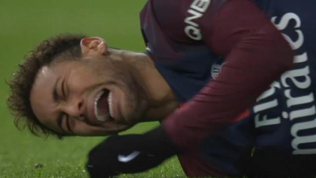 Neymar writhes in pain after his injury