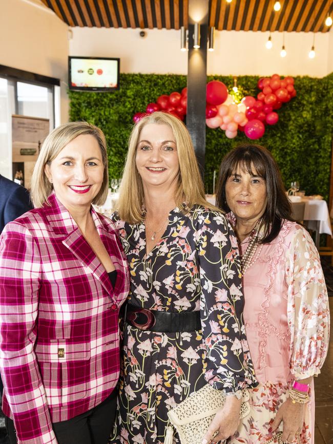 At Fitzy's Colour of Change luncheon are (from left) Jacqui Armstrong, Paula McGuire and Helen Hempstead raising funds for local breast cancer support, Thursday, May 26, 2022. Picture: Kevin Farmer