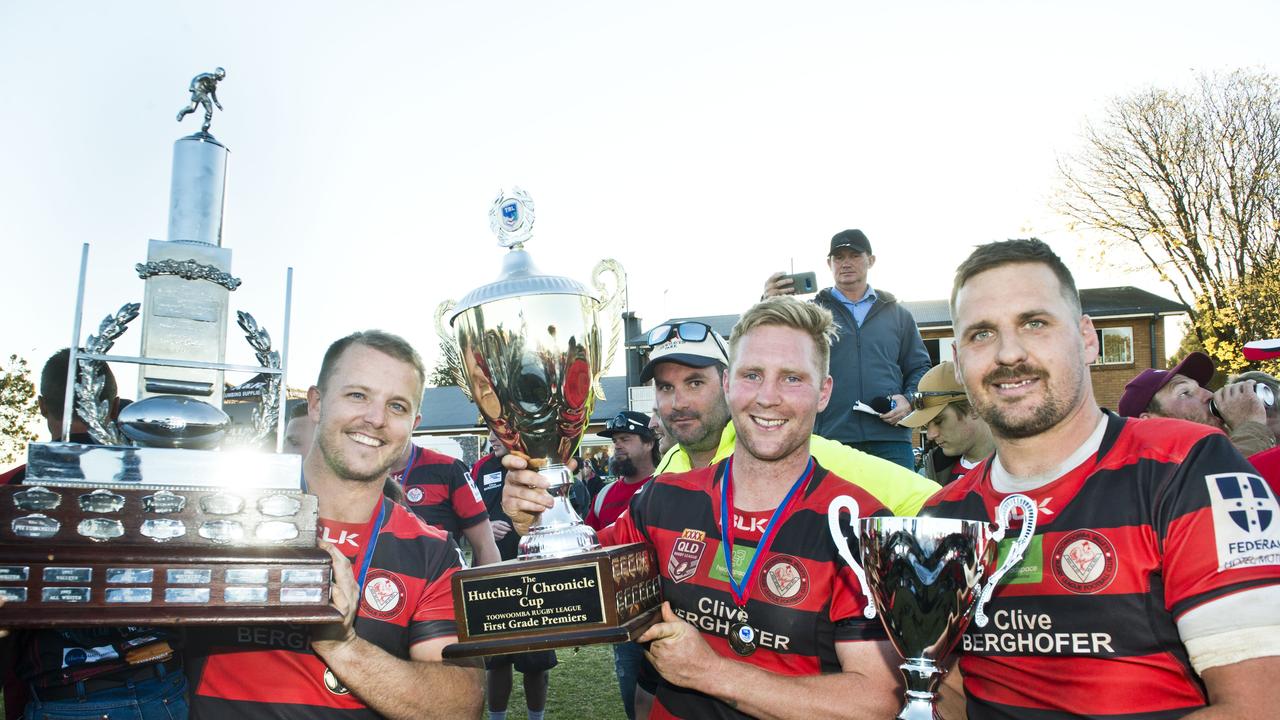 Valleys celebrate their win in the TRL grand final, Wattles vs Valleys. Sunday, 2nd Sep, 2018.