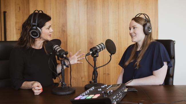 Podcaster and communications specialist Penny Terry chats to Rachael Breen from Healthy Tasmania. Picture: Amy Guy Photography