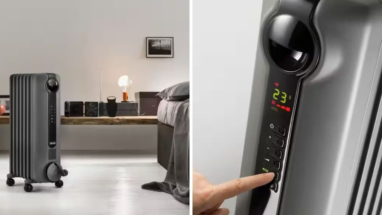 Stay warm and cosy - and save at the same time with DeLonghi 1500W Radia S Oil Column Heater with timer. Picture: DeLonghi