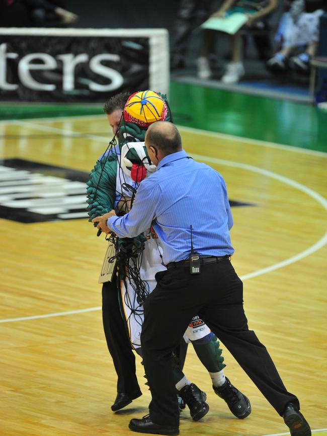 NBL Semi Final Series, Townsville Crocodiles V Cairns Taipans, from the Swamp (Townsville Entertainment Centre). After a warning from the NBL the 100% Croc was 