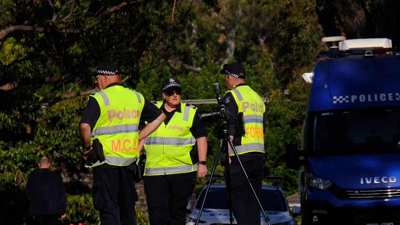 Police gather at the scene in Tooronga Road, Hawthorn East. Picture: NewsWire