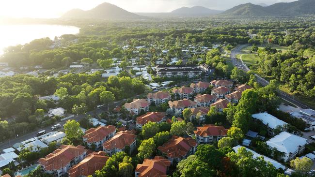 Aerial view of high density housing and living at Clifton Beach. Property prices are expected to fall by 5 per cent nationally in the next financial year, but remain steady in the Far North. Picture: Brendan Radke