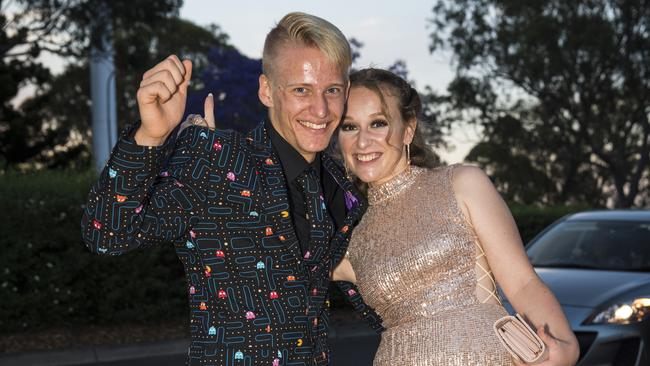 Corrin Nugteren and Rose Burke at Centenary Heights State High School formal at Picnic Point, Friday, November 20, 2020. Picture: Kevin Farmer