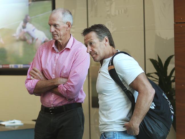 Wayne Bennett (L) encouraged the Broncos to chase Craig Bellamy (R), but says he’d never work with the Storm mentor.