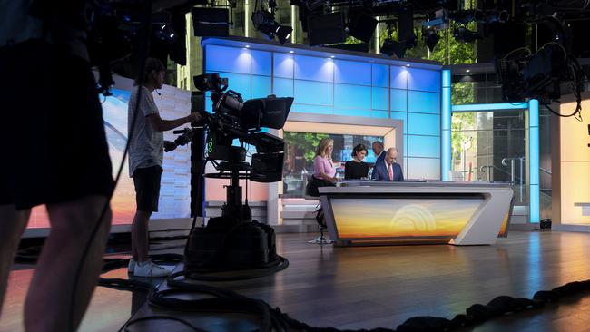 On set with the Sunrise presenters. Picture: Nikki Short