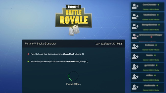 A phony Fortnite Android video promises users ‘free V-Bucks’, the game’s virtual currency. Picture: Screengrab from website