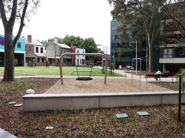 Cambridge St Reserve in Collingwood reopened with very little play equipment. Picture: David Caird