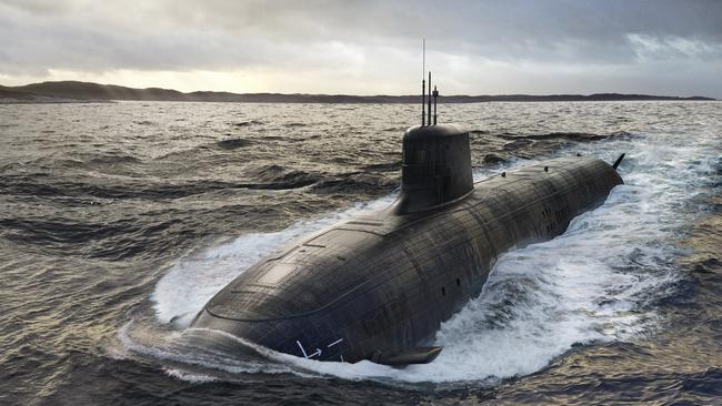 An artist’s impression of the future AUKUS-class submarine. Picture: BAE Systems