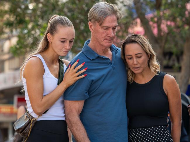 Ash Good’s loved ones at the memorial in Bondi Junction on Tuesday. Picture: Thomas Lisson