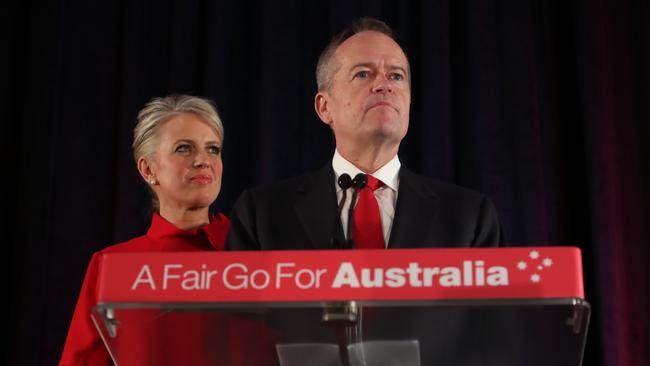 Bill Shorten concedes defeat. Picture Kym Smith