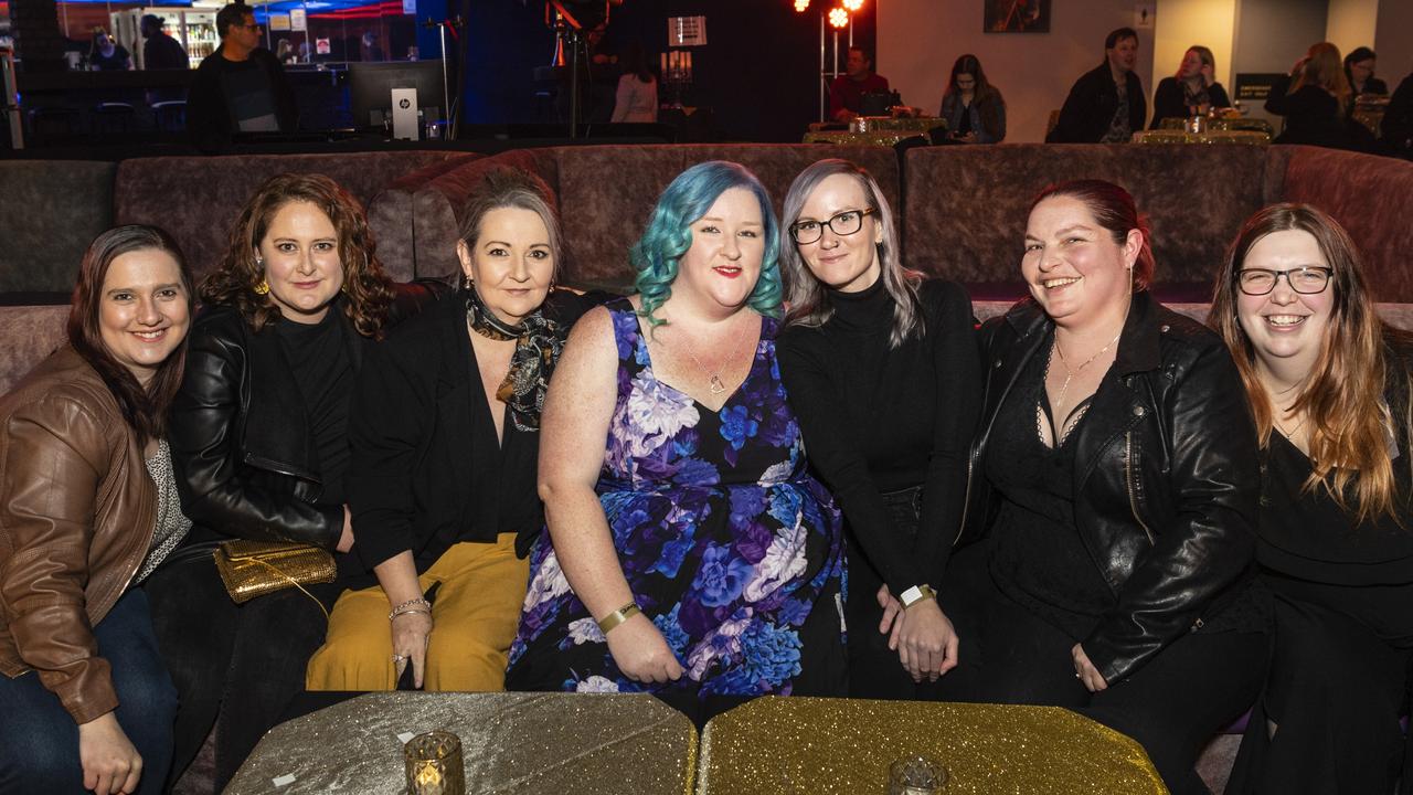 Ready for the show are (from left) Michaela Bryan, Jess Walters, Chantel Grundy, Tanita Doherty, Roxanne Thompson, Mallory Treweeke and Bianca Hails as Lok and Kee presents Sideshow Femmes at The Powerhouse, Saturday, July 30, 2022. Picture: Kevin Farmer