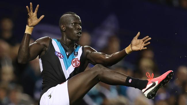 Aliir Aliir might be the missing piece in the premiership puzzle for Port Adelaide this year. Picture: Michael Klein