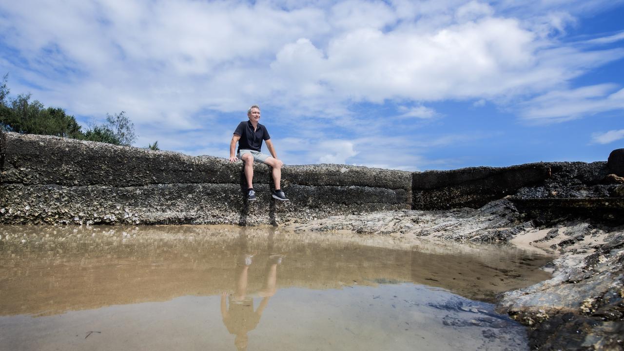 Todd Hiscock at the former Snapper Rocks ocean pool. This is not one of the preferred sites for a potential new Gold Coast ocean pool. Picture: Cavan Flynn