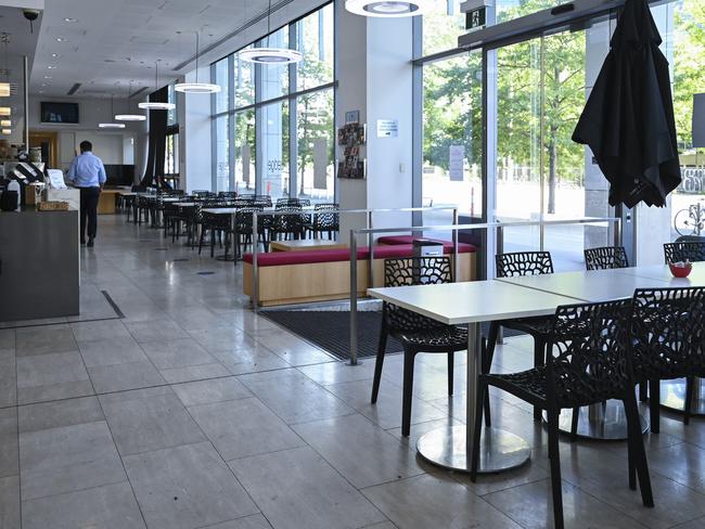 An empty cafe inside one of Canberra's major bureaucratic agencies.