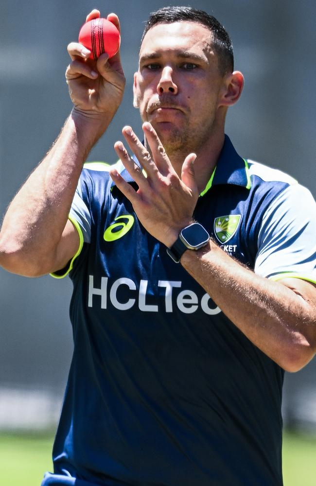 Scott Boland bowling in the Adelaide Oval nets ahead of the second Test. Picture: Mark Brake/Getty Images