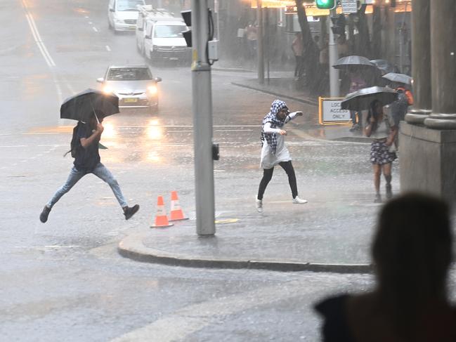 Sydney’s CBD pictured during the brunt of the storm. Picture: NCA NewsWire / Jeremy Piper