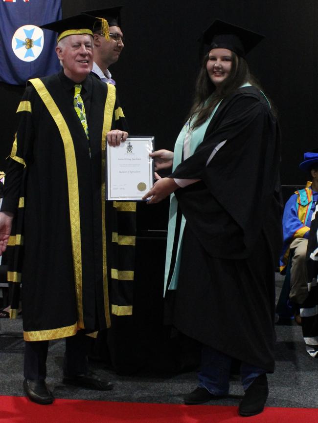 Sierra Spackman graduated with a Bachelor of Agriculture at the CQUniversity graduation ceremony in Bundaberg on December 14, 2023.