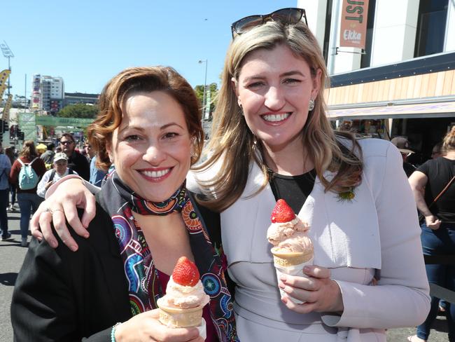 Jackie Trad and Shannon Fentiman at the Ekka. Picture: Annette Dew