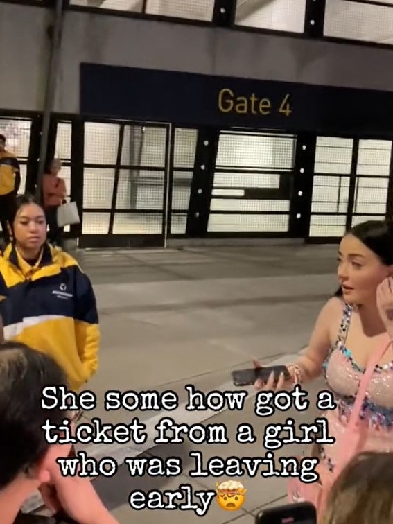 The lucky Swiftie managed to get a ticket from a fan who was leaving early. Picture: TikTok