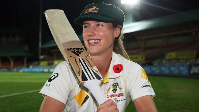 Ellyse Perry after scoring a Test double century against England in 2017