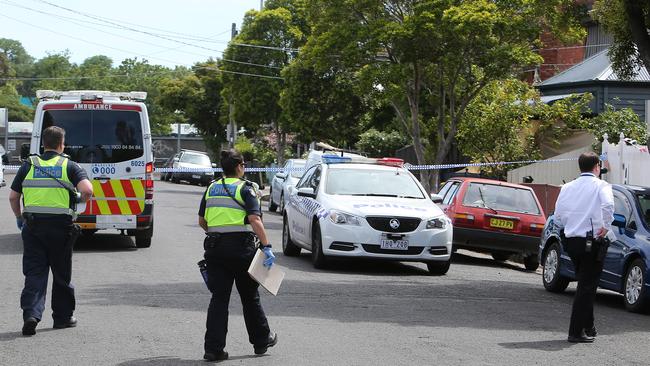 Police arrive at the scene this morning. Picture Yuri Kouzmin