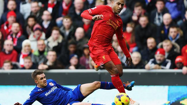 Craig Noone playing for Cardiff City against Liverpool in the FA Cup.