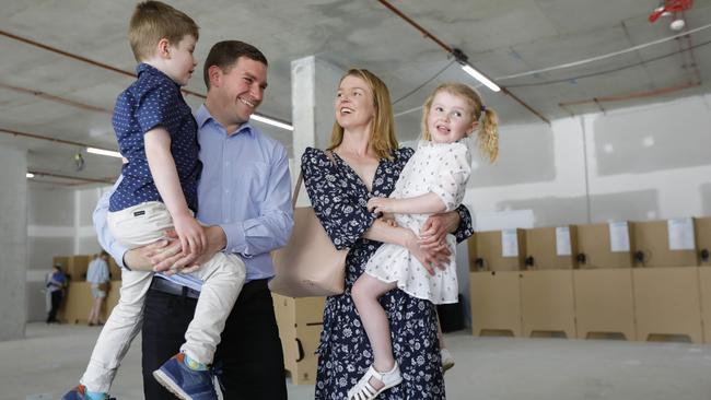 Alistair Coe, wife Yasmin and kids Angus, 6, and Annabel, 4. Picture: Sean Davey