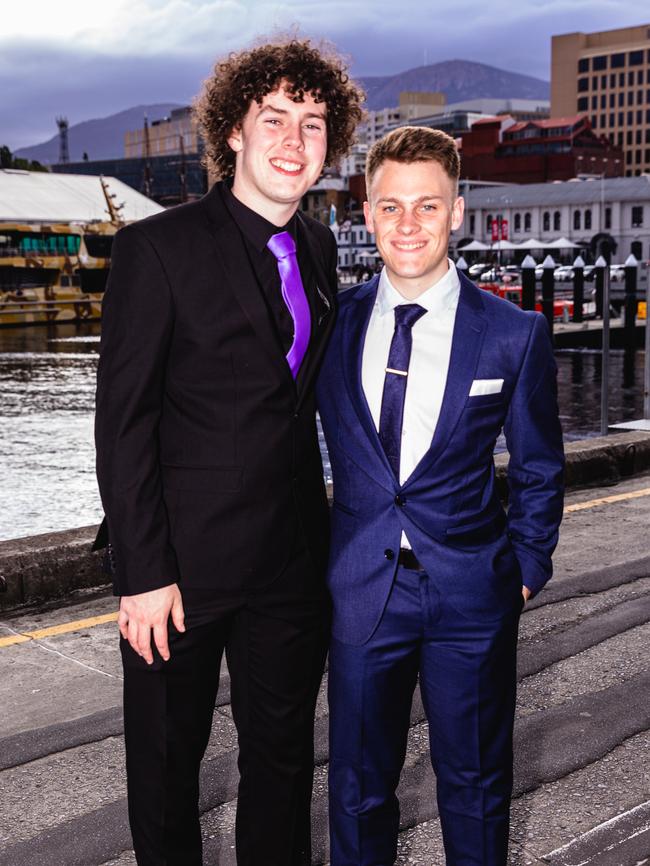 Hobart College leavers dinner 2022 Elliot Plater and Matthew Aschmann. Picture: Linda Higginson