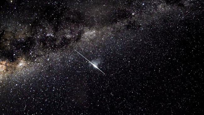 An iridium flare captured in a 30-second shot in 2014 with a Canon 5D MkII using a Samyang 14mm f2.8 lens with an ISO1600 setting. Picture: Tony Law