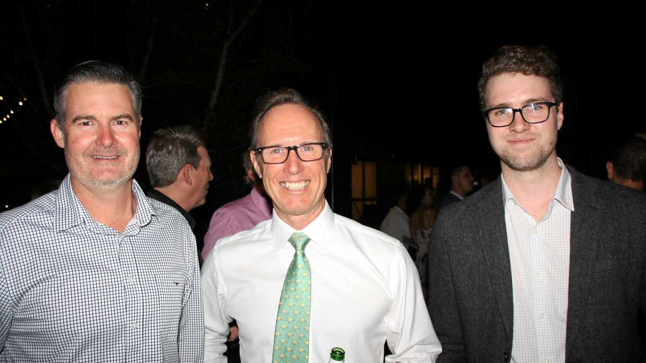 Andrew Stevens of Project Urban, Cr Rick Baberowski and Taylor Hood of UDIA at AVID Property Group's launch of its new sales and information centre in Palmview's master-planned community of Harmony. Picture: Erle Levey