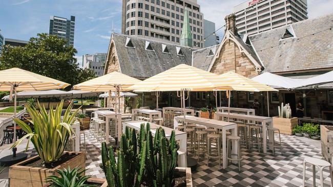 The updated northern courtyard of the Greenwood Hotel. Photographer: Luke Latty