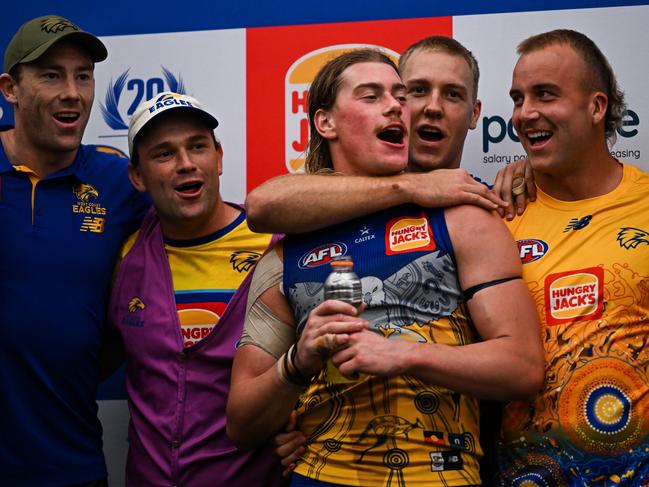 Harley Reid and Oscar Allen. Picture: Daniel Carson/AFL Photos