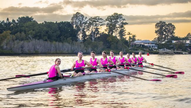 The St Peters Lutheran College rowing 1st VIII.