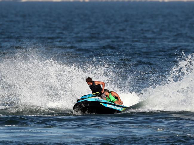 Jet ski riders on Botany Bay at Ramsgate Beach for a project on jet ski hoons around Sydney. Picture: Jonathan Ng