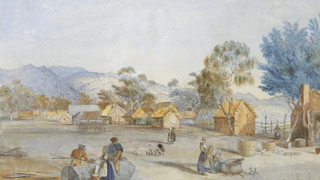 George French Angas, Bethany, a Village of German Settlers, 1844-45, watercolour, Art Gallery of South Australia