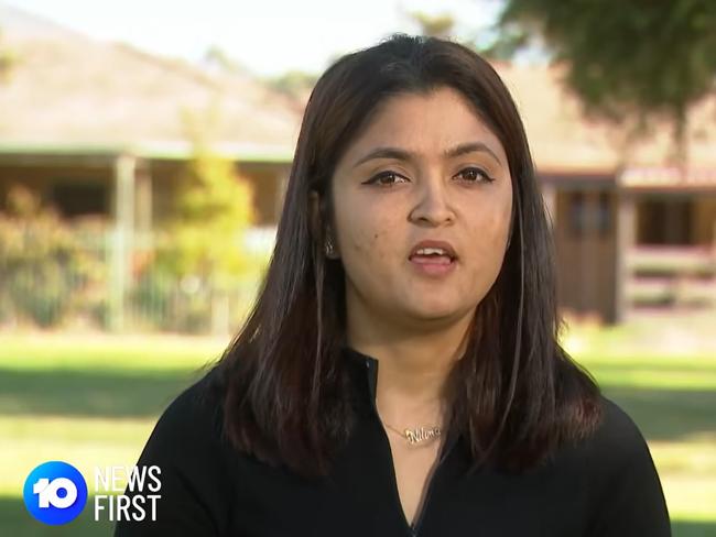 Nilima Gautam said it was ‘terrifying’. Picture: Ten News