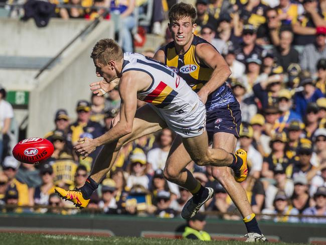 David Mackay of the Crows in action during the loss to West Coast Eagles.