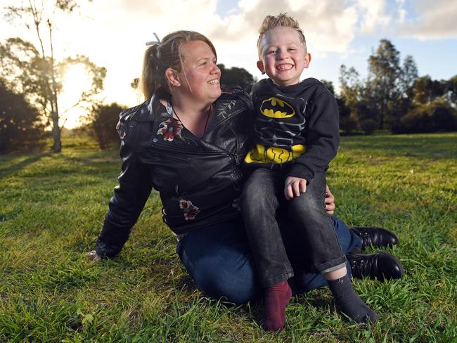 Ellen Heinze-Faulkner with her 4-year-old son Marley, who has asthma and was in hospital this year. Picture: Tom Huntley