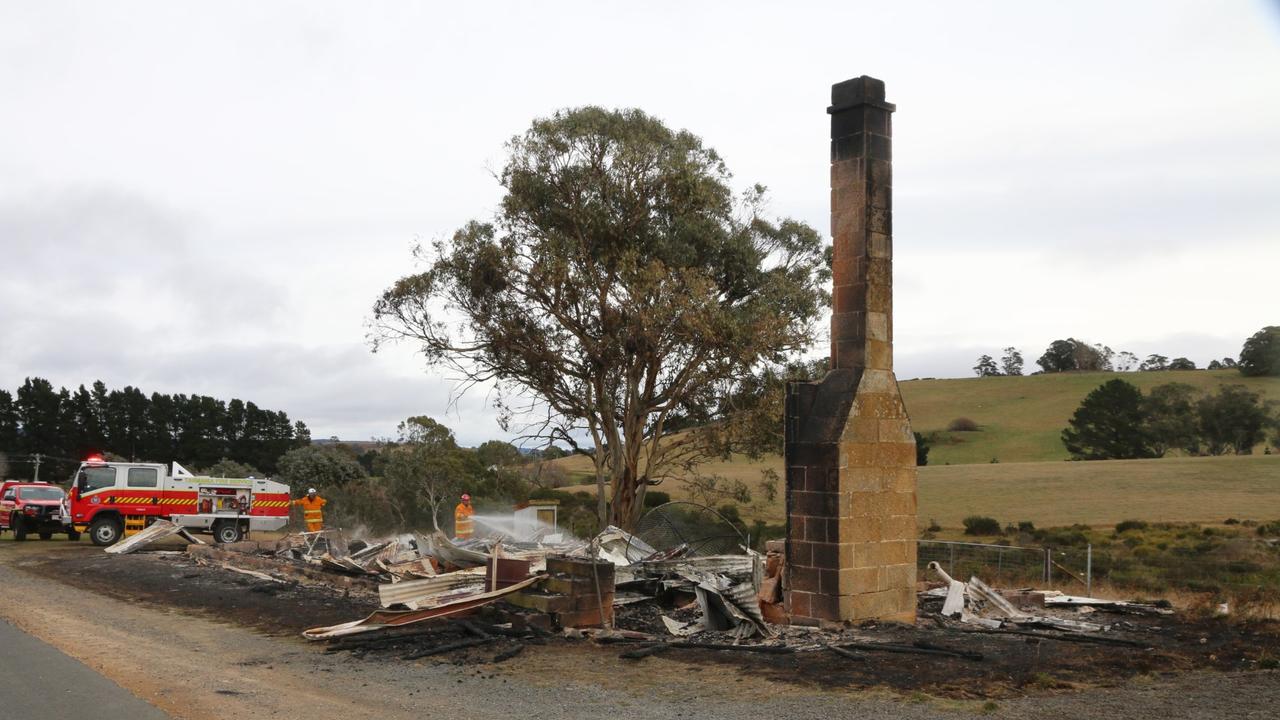 The deliberately lit fire destroyed the 1900s Baden Hall in 2023. Picture: Tasmania Police.