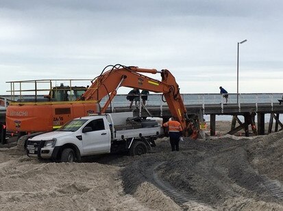 The Save Our Shores: Semaphore Largs Bay group has concerns about, how sand has been removed from near the jetty at Largs Bay. Picture:, Supplied