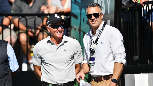 LIV Golf boss Greg Norman and SA Premier Peter Malinauskus. Picture: Mark Brake/Getty Images