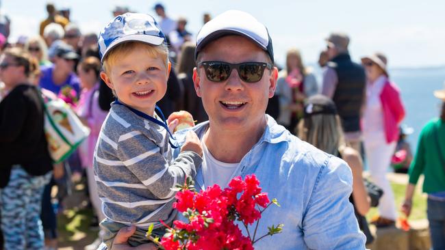 2GB Ben Fordham with his son Freddy. Walk for Lyn Dawson at Long Reef Surf Club in Sydney NSW. Lyn went missing in 1982, and her body has never been found. Sunday 30th September 2018. (AAP Image/Jordan Shields)