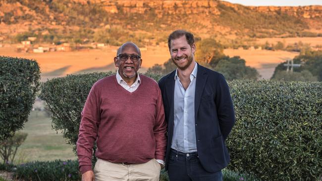 Harry is currently in Lesotho, pictured here with Prince Seeiso, as part of his work with his Sentabale charity. Picture: Brian Otieno/Getty Images