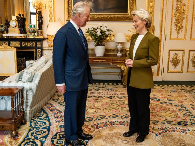 King Charles meets European Commission president Ursula von der Leyen to discuss the post-Brexit agreement. Picture: Getty Images