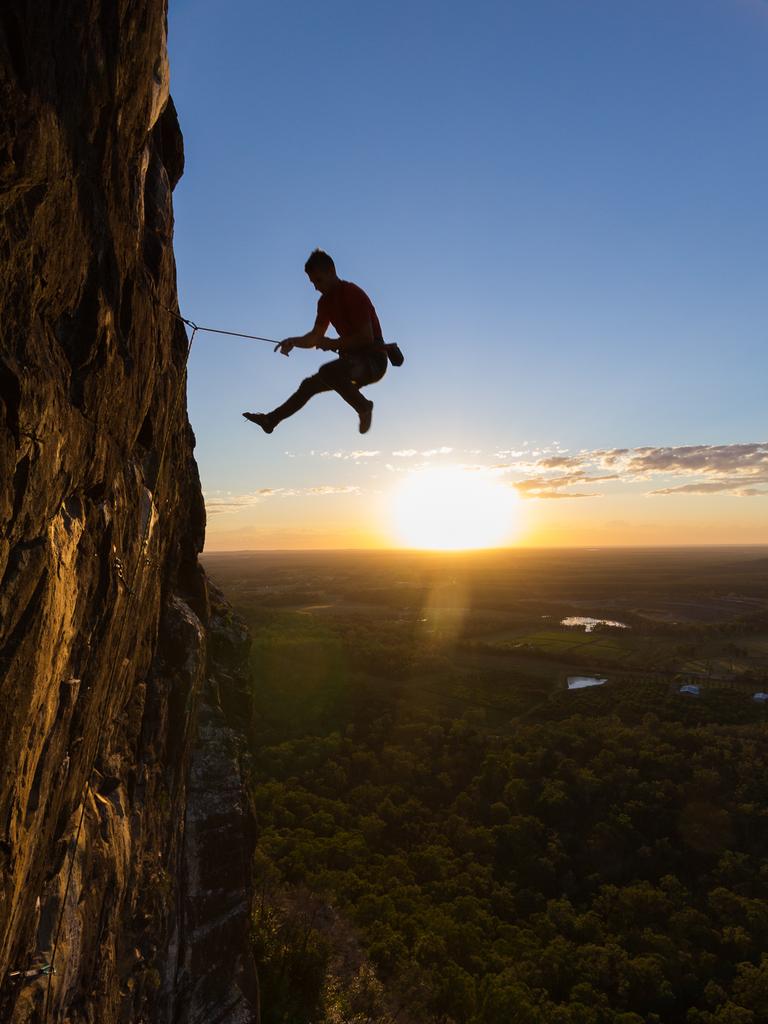 Nathan McNeil from Mudgeeraba (QLD) The Courage to let go “I love an image that leaves me wanting to know more. How did the jump end? How many times did it take to get this shot? How did the photographer get their shot? The timing is perfect and certainly this climber is pushing the envelope as far as he can.” Picture: 2015 Canon Light Awards