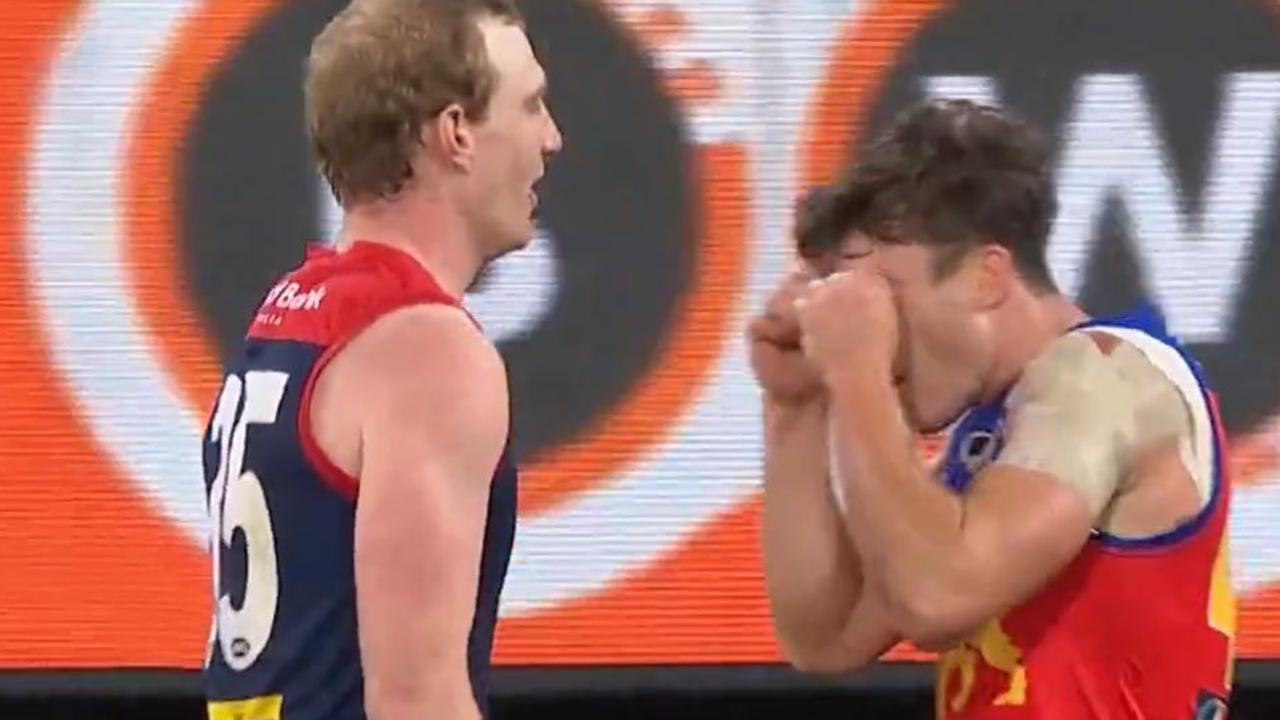 Harry Petty was mocked by Noah Answerth. Picture: Fox Footy