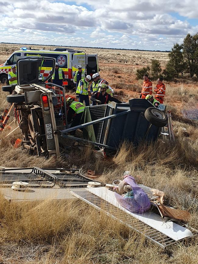 The crash, 70km from Broken Hill. Picture: Supplied